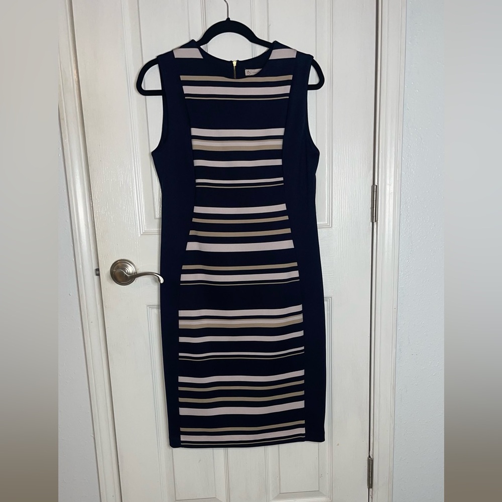 CB - Office attire -Navy and White Striped Dress size 12 in excellent condition